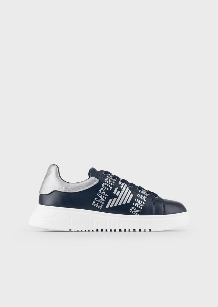 Leather sneakers with logo and metal detail Leather sneakers with logo and metal detail