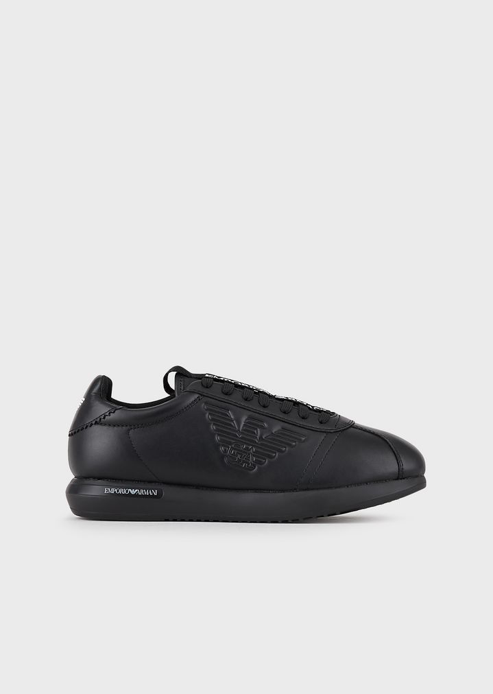 Leather sneakers with embossed eagle Leather sneakers with embossed eagle