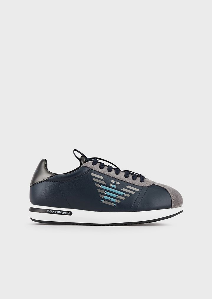 Leather sneakers with contrasting eagle Leather sneakers with contrasting eagle