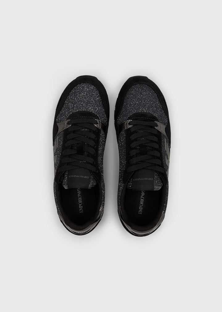 Suede sneakers with glitter details Suede sneakers with glitter details