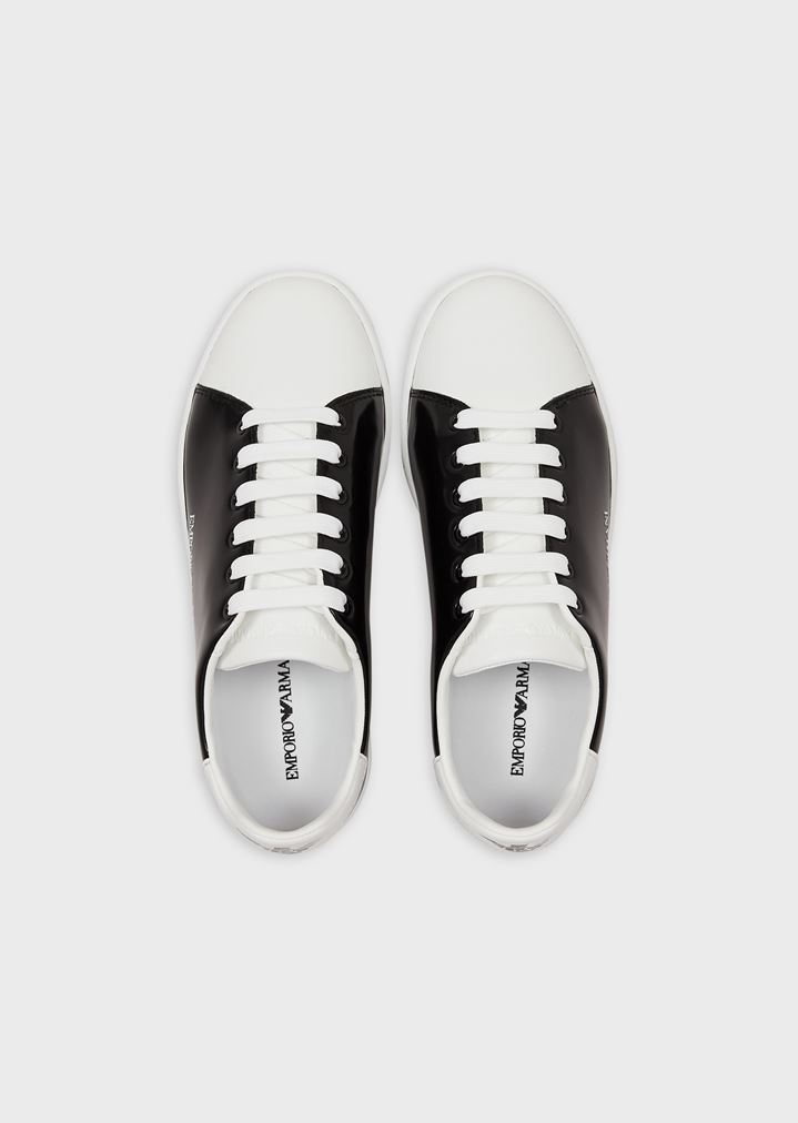 Mirrored-leather sneakers with side logo Mirrored-leather sneakers with side logo