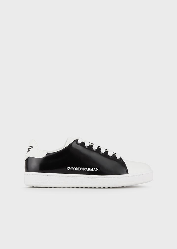 Mirrored-leather sneakers with side logo Mirrored-leather sneakers with side logo