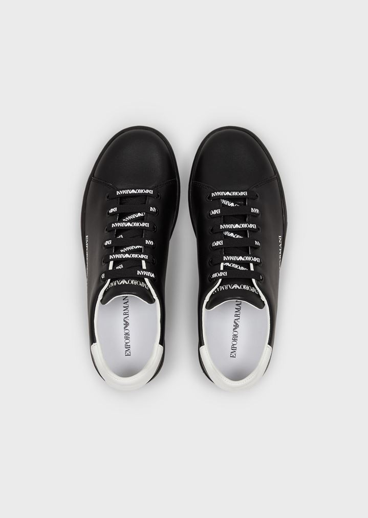 Leather sneakers with logoed laces Leather sneakers with logoed laces