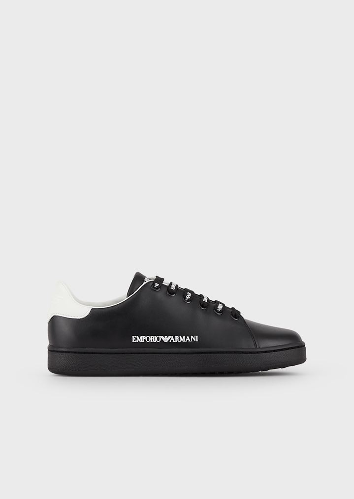 Leather sneakers with logoed laces Leather sneakers with logoed laces