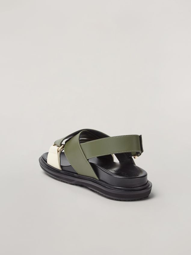 Fussbett Marni Criss-cross fussbett in calfskin green and white Woman