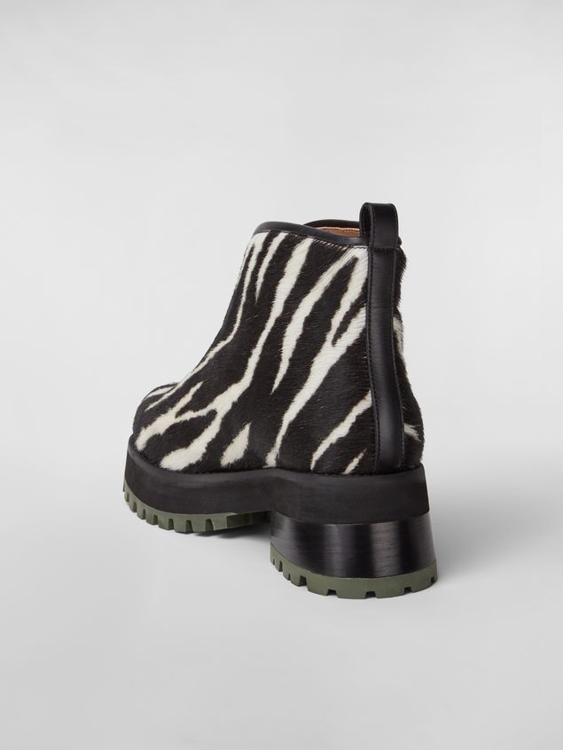Ankle Boot Marni WANDERING IN STRIPES zip bootie in calf leather hair effect Woman