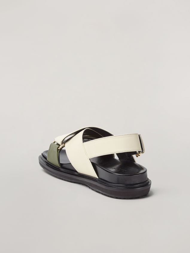 Fussbett Marni Criss-cross fussbett in calfskin white and green Woman
