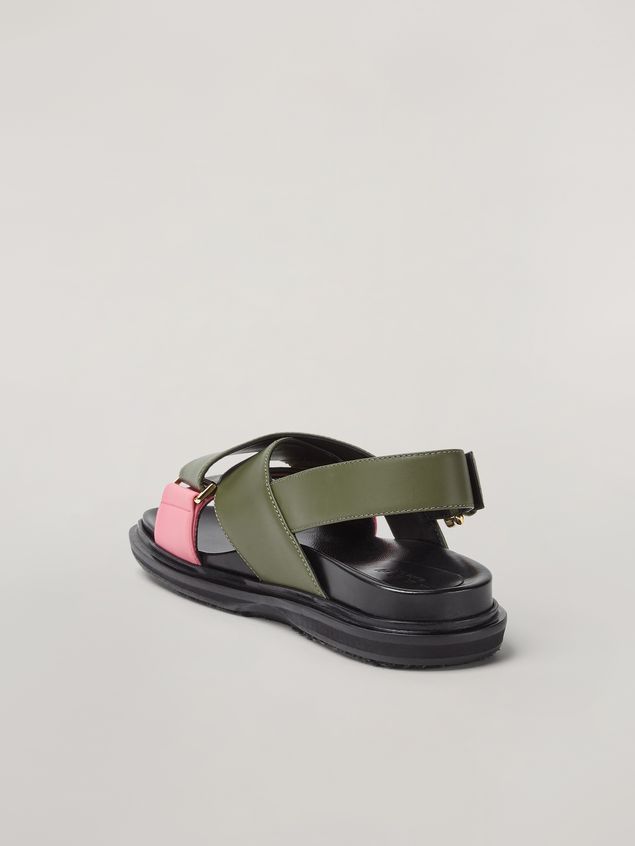 Fussbett Marni Criss-cross fussbett in calfskin green and pink Woman