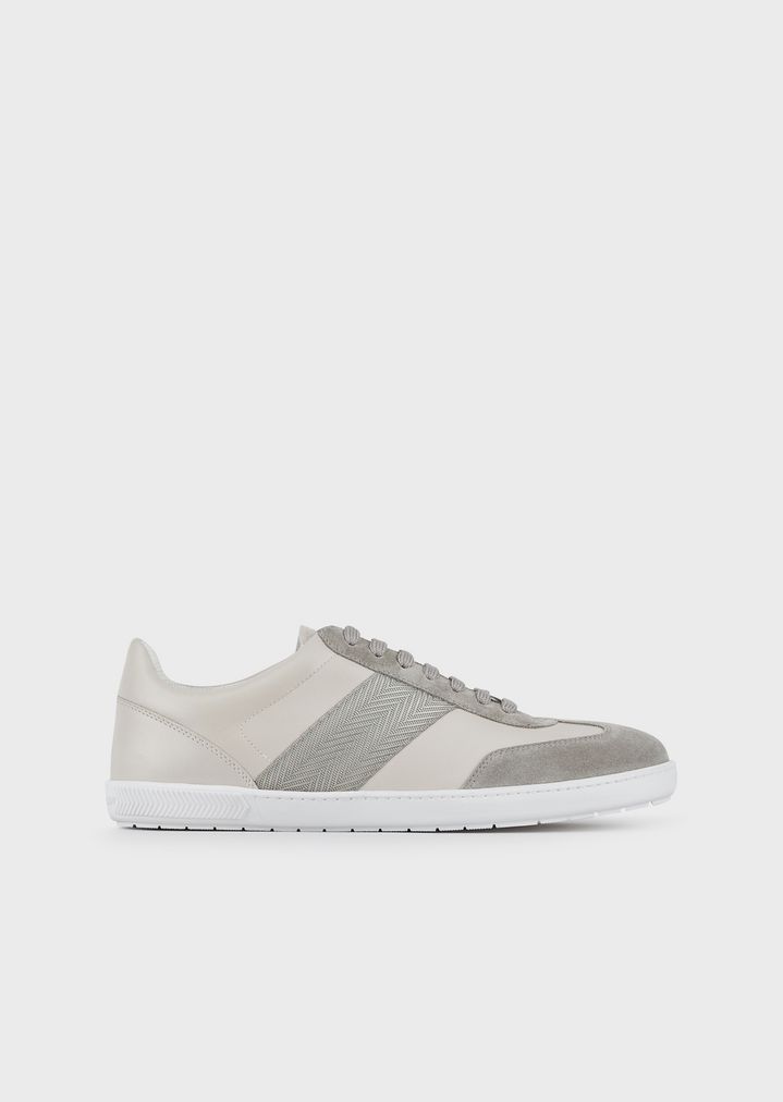 Deportivas de piel con detalle chevrón Deportivas de piel con detalle chevrón