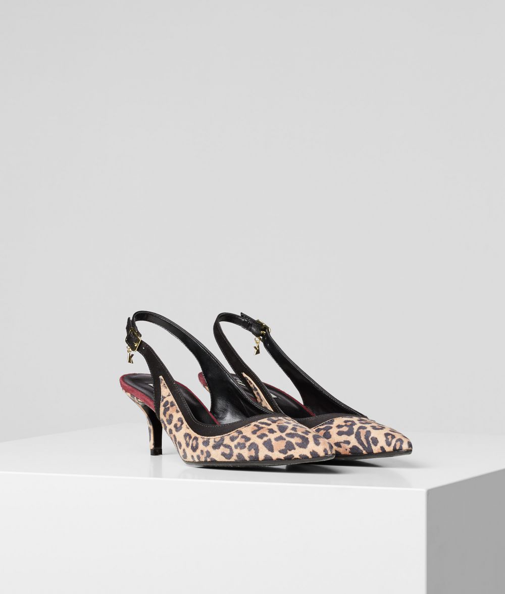 KARL LAGERFELD Manoir Sling Back Kitten Heels Pumps Woman f