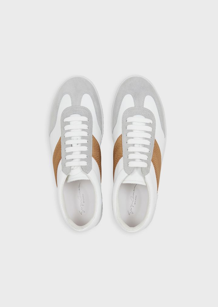 Deportivas de piel con detalle chevrón Deportivas de piel con detalle chevrón