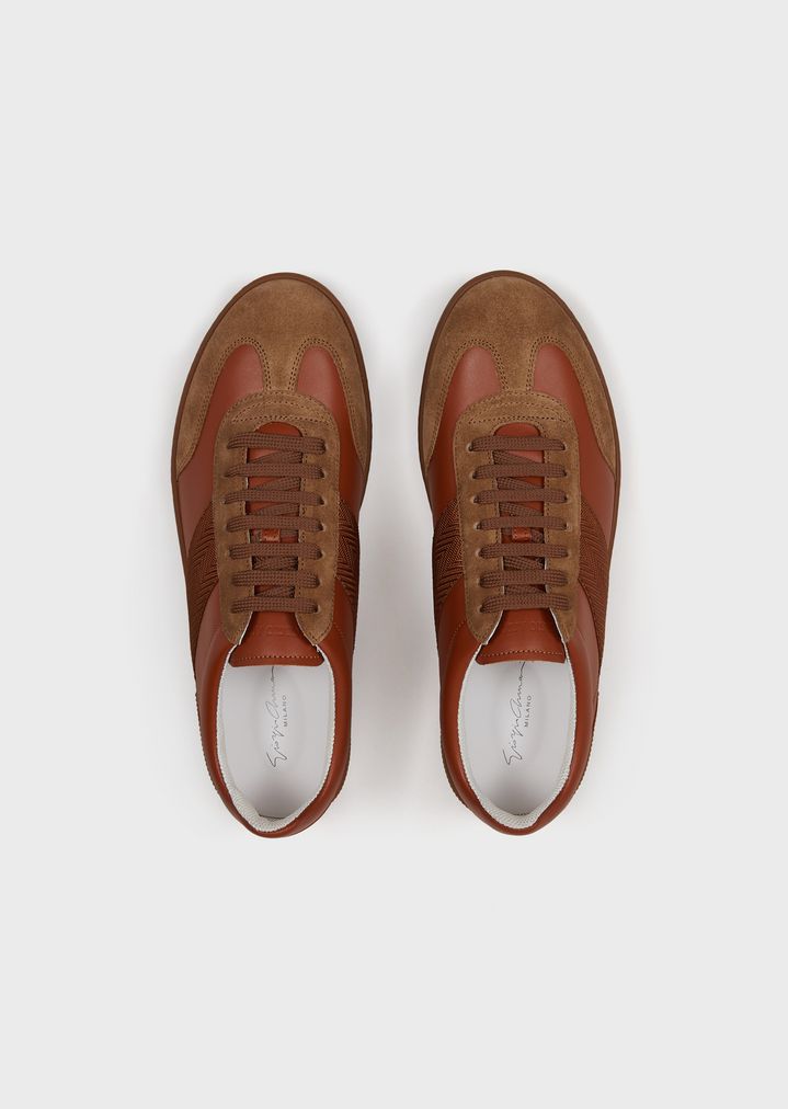 Deportivas de piel con detalle chevrón Deportivas de piel con detalle chevrón