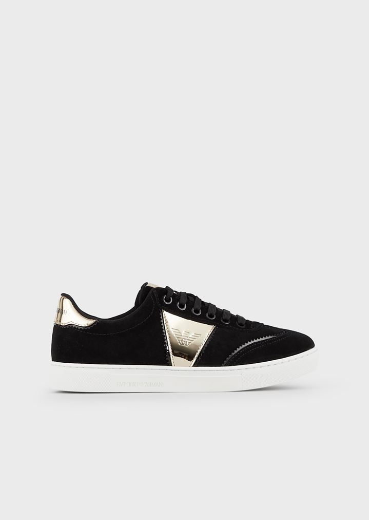 Suede sneakers with mirrored details Suede sneakers with mirrored details