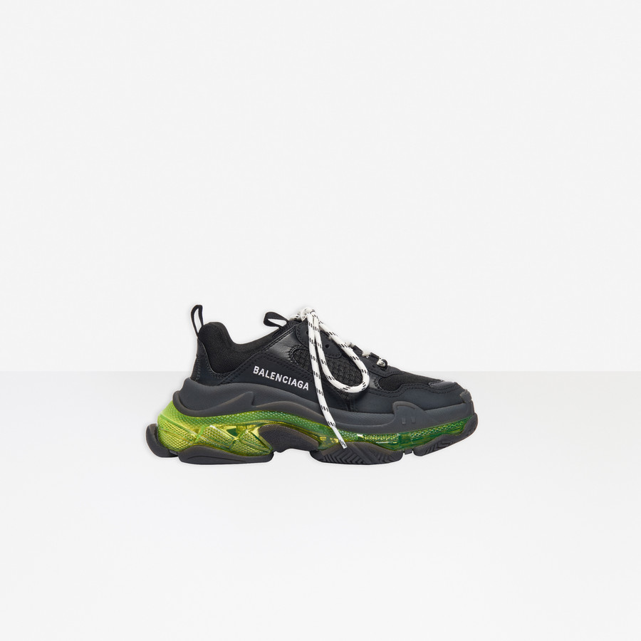 BALENCiAGA Triple S two tone leather and mesh sneakers