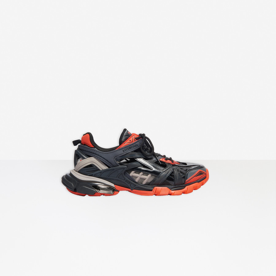 balenciaga track sneakers black and red