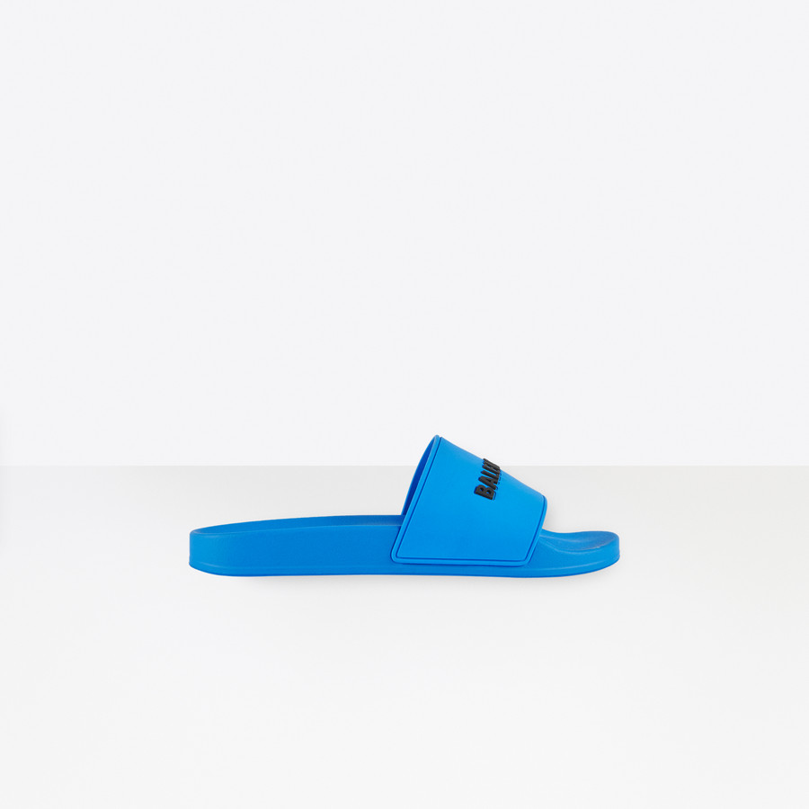 blue balenciaga slides