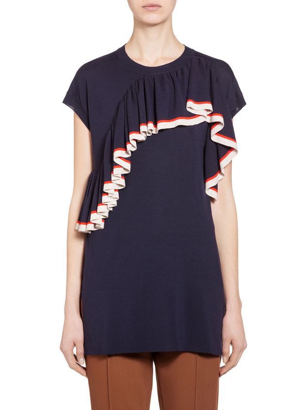 Top In Virgin Wool With Ruches ‎ from the Marni ‎Fall Winter 2018 ‎ collection | Marni Online Store