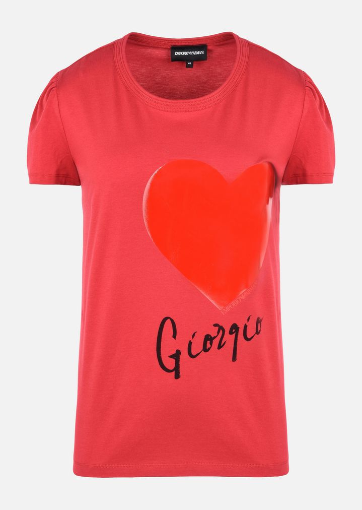 T-SHIRT AUS BAUMWOLLJERSEY MIT BEDRUCKTER VORDERSEITE T-SHIRT AUS BAUMWOLLJERSEY MIT BEDRUCKTER VORDERSEITE