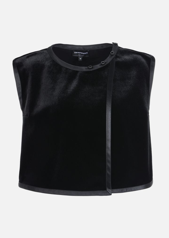 TOP IN CINIGLIA ACCOPPIATA A JERSEY DI COTONE | Donna | Emporio Armani TOP IN CINIGLIA ACCOPPIATA A JERSEY DI COTONE | Donna | Emporio Armani