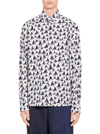 Marni Shirt in cotton with Sail print Man