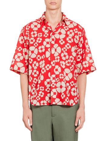 Marni Embossed shirt in voile with Woodstock print Man