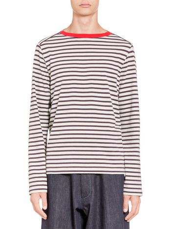 Marni T-shirt in striped jersey with knit crewneck Man