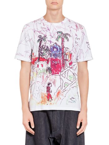 Marni T-shirt in compact jersey with Magdalena Suarez Frimkess print Man