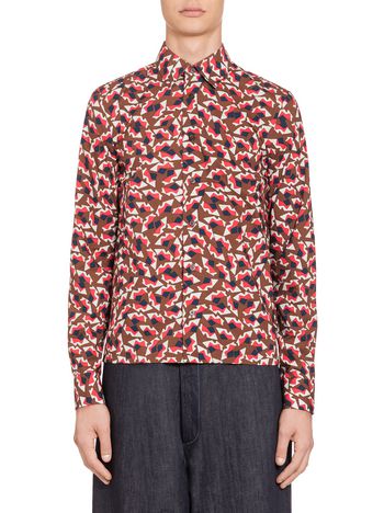 Marni Red shirt in cotton with Metropolis print Man