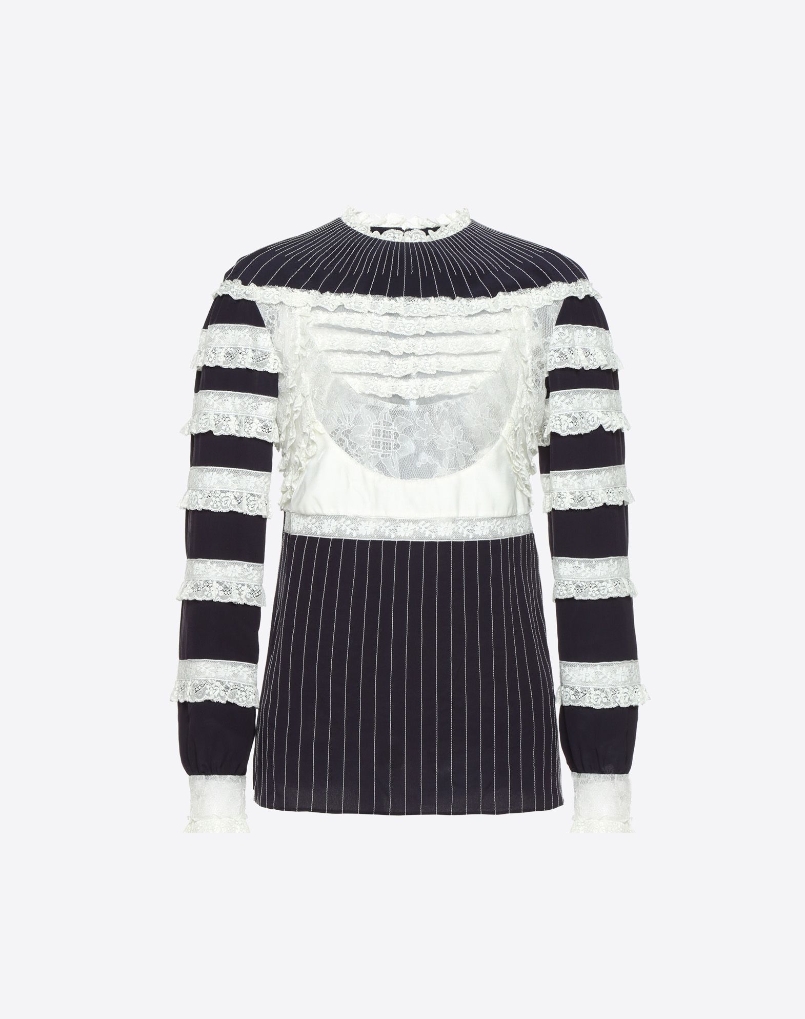 VALENTINO Frills Lacing Two-tone Round collar Buttoned cuffs 12104383sr