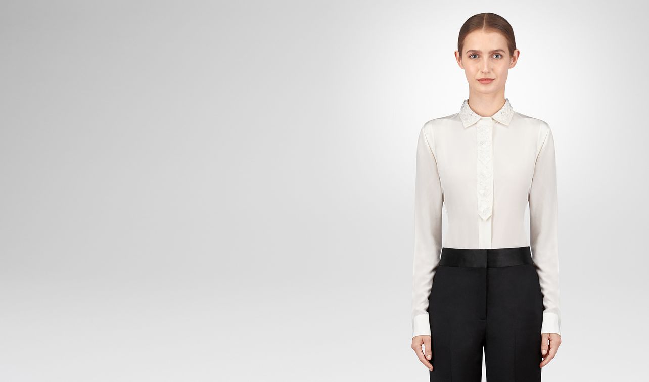 latte crêpe de chine shirt landing