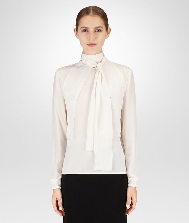 BOTTEGA VENETA LATTE CRÊPE DE CHINE SHIRT Knitwear or Top or Shirt Woman fp