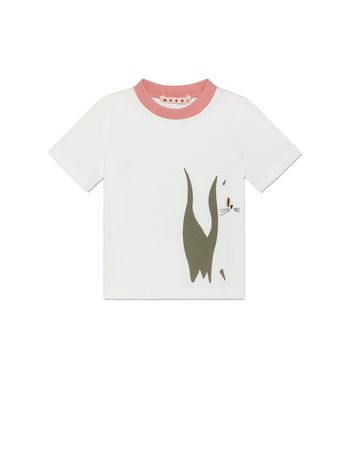 Marni T-SHIRT IN COTTON WITH CAT PRINT Woman