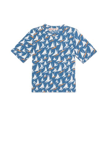 Marni COTTON T-SHIRT WITH SAIL PRINT Man