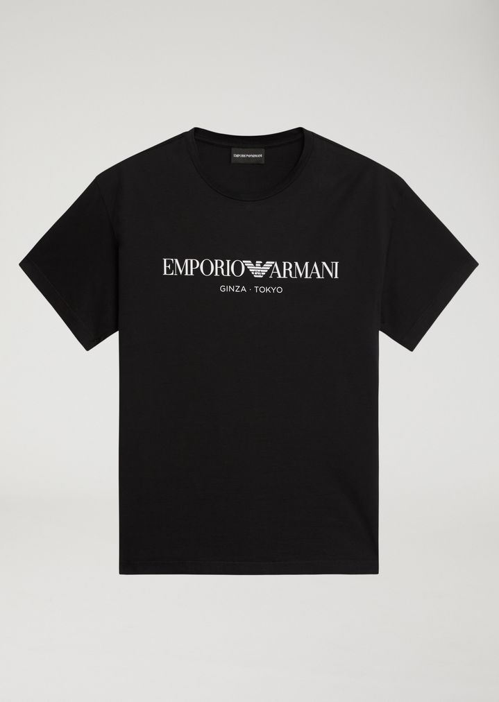 Cotton jersey unisex T-shirt with printed design | Unisex | Emporio Armani