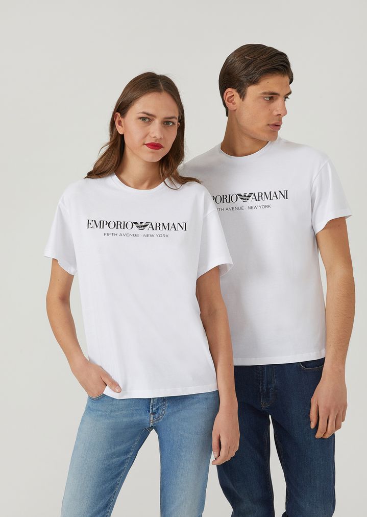 cotton jersey unisex t shirt with printed design unisex emporiocotton jersey unisex t shirt with printed design unisex emporio armani