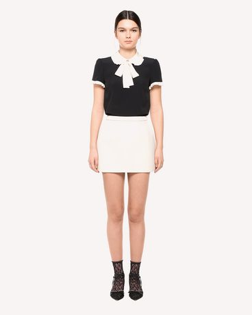 REDValentino Crepe de Chine Jacquard top with bow