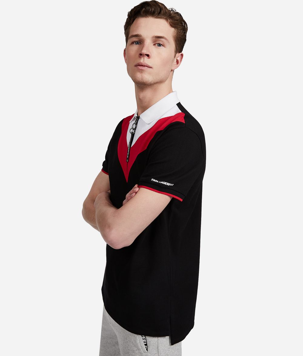 KARL LAGERFELD Polo zippé color-block T-shirt Homme d
