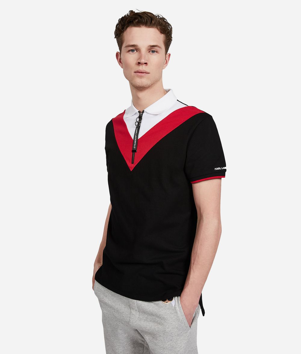 KARL LAGERFELD Polo zippé color-block T-shirt Homme f