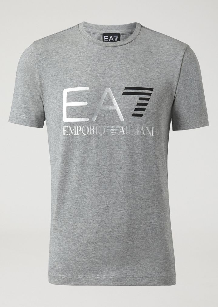 Camiseta de algodón elástico con el emblemático logotipo en la parte delantera Camiseta de algodón elástico con el emblemático logotipo en la parte delantera