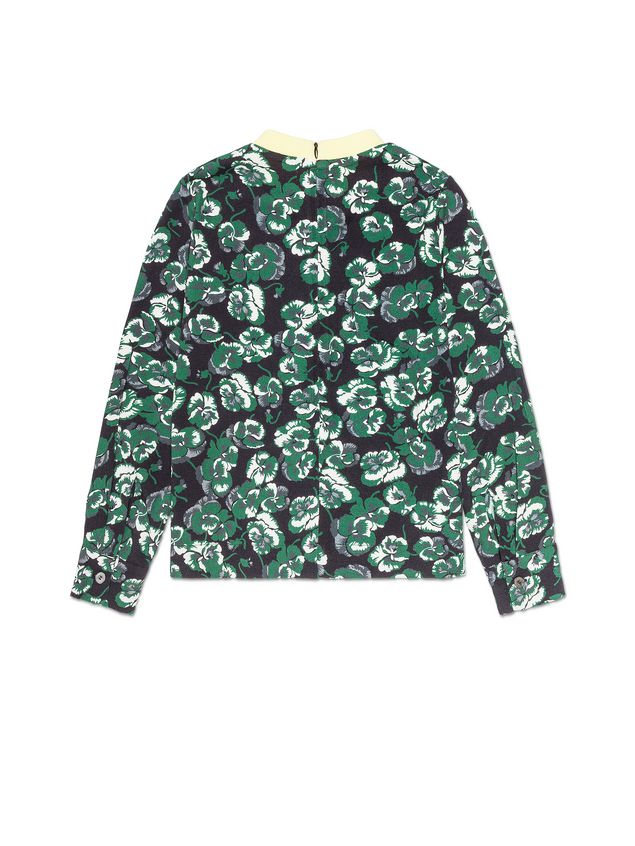Short Sleeve T-Shirt Marni VISCOSE SHIRT WITH POETRY FLOWER PRINT AND CONTRAST BREAST POCKET AND COLLAR Woman