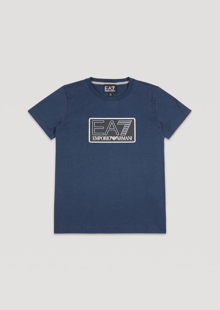 Camiseta de algodón con logotipo EA7 para niño Camiseta de algodón con logotipo EA7 para niño