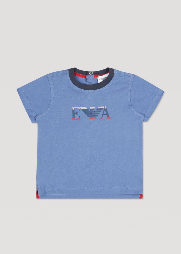 Camiseta de punto de algodón con logotipo cauchutado de tres colores Camiseta de punto de algodón con logotipo cauchutado de tres colores