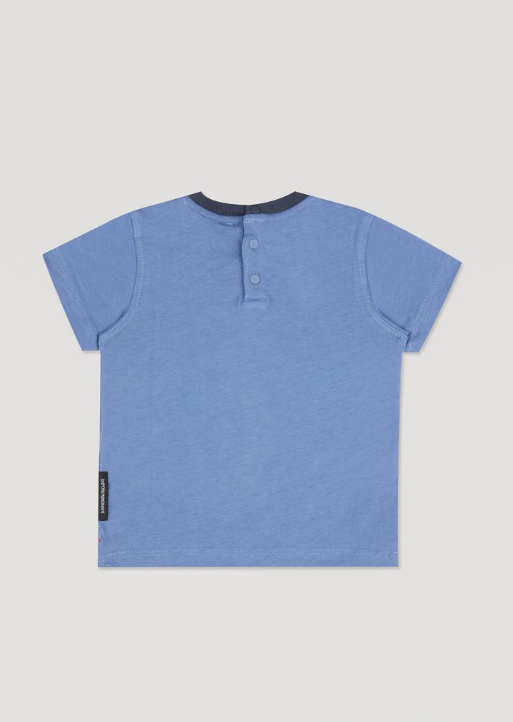 Camiseta de punto de algodón con logotipo cauchutado de tres colores Camiseta de punto de algodón con logotipo cauchutado de tres colores