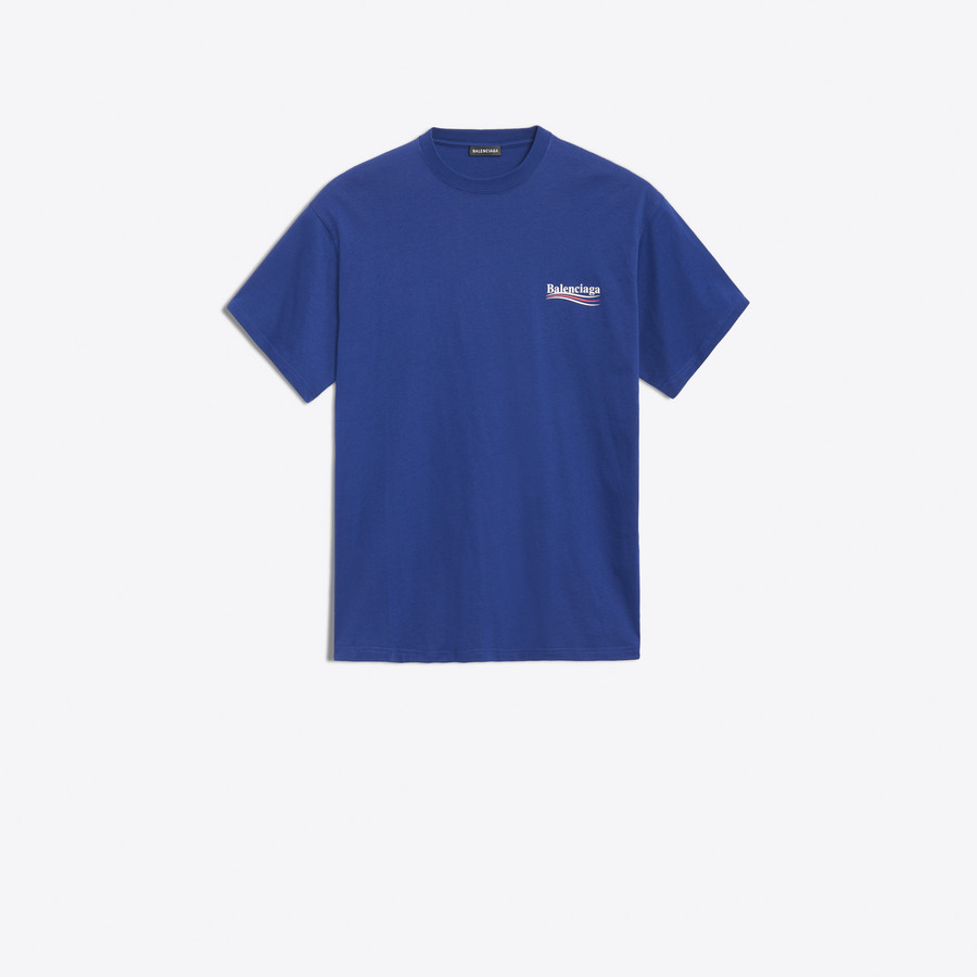 Balenciaga Logo Printed T Shirt Blue 