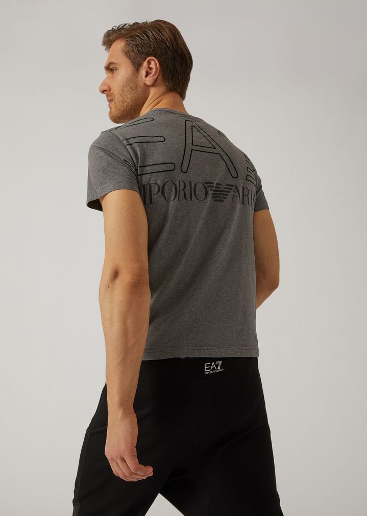 Camiseta de algodón puro con logotipo de gran tamaño en la parte posterior Camiseta de algodón puro con logotipo de gran tamaño en la parte posterior