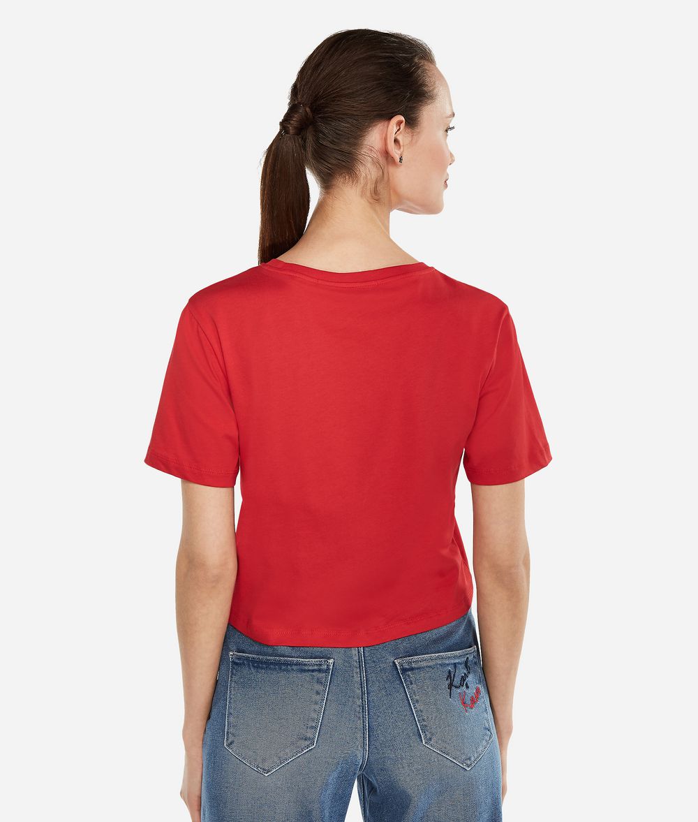 KARL LAGERFELD Karl x Kaia T-Shirt mit Cropped-Schnitt T-Shirt Damen d