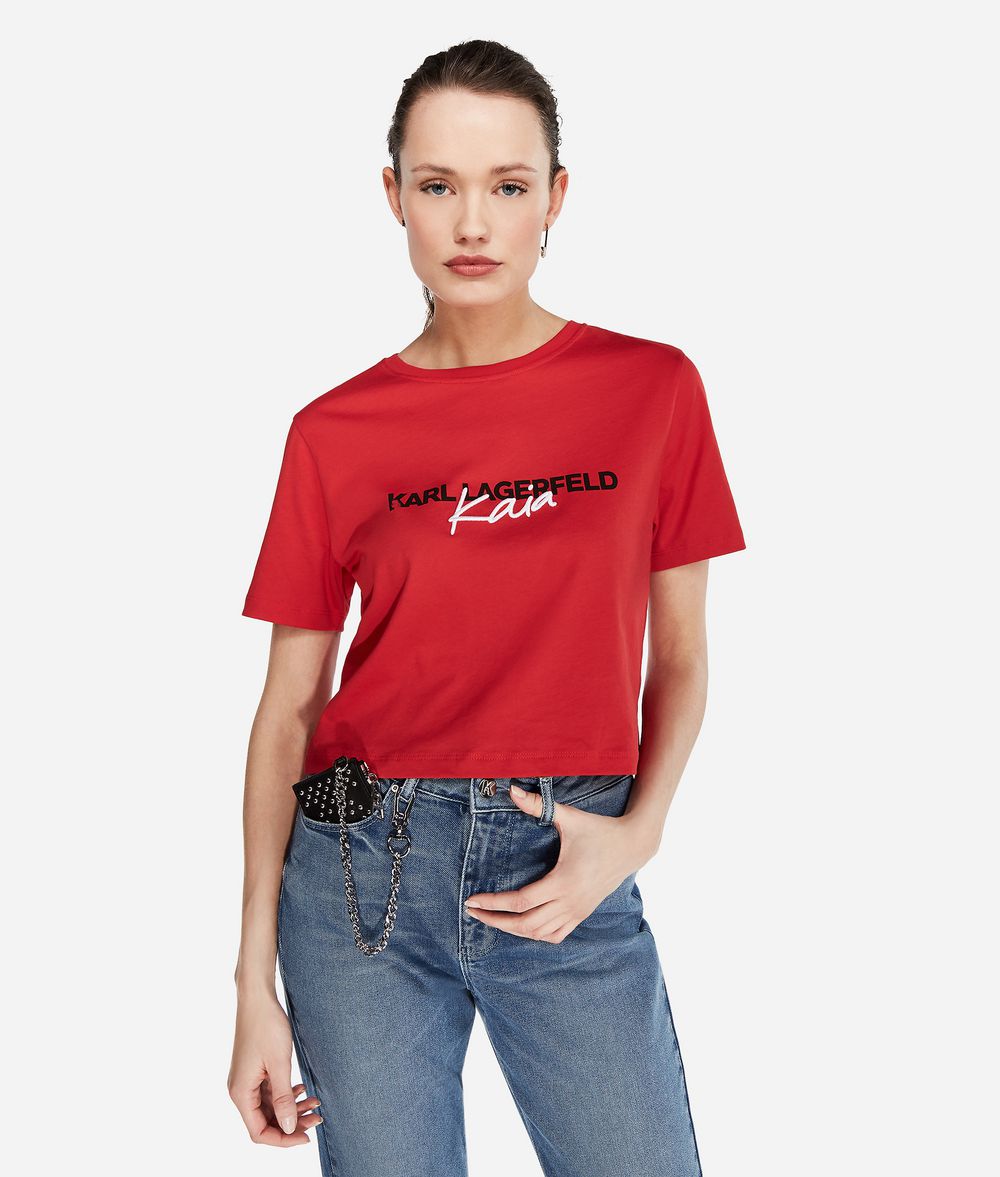 KARL LAGERFELD Karl x Kaia T-Shirt mit Cropped-Schnitt T-Shirt Damen f