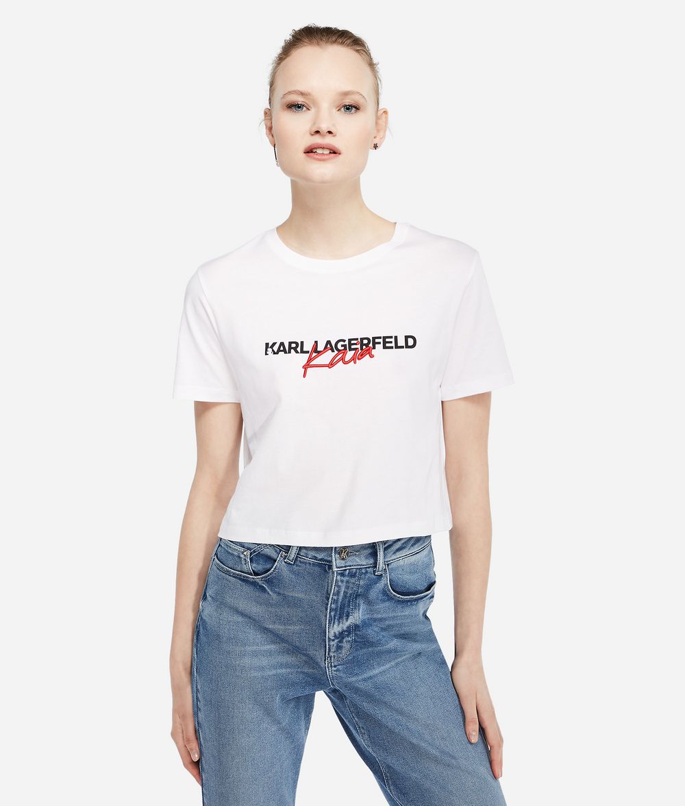 KARL LAGERFELD Karl x Kaia T-Shirt mit Cropped-Schnitt T-Shirt Damen f