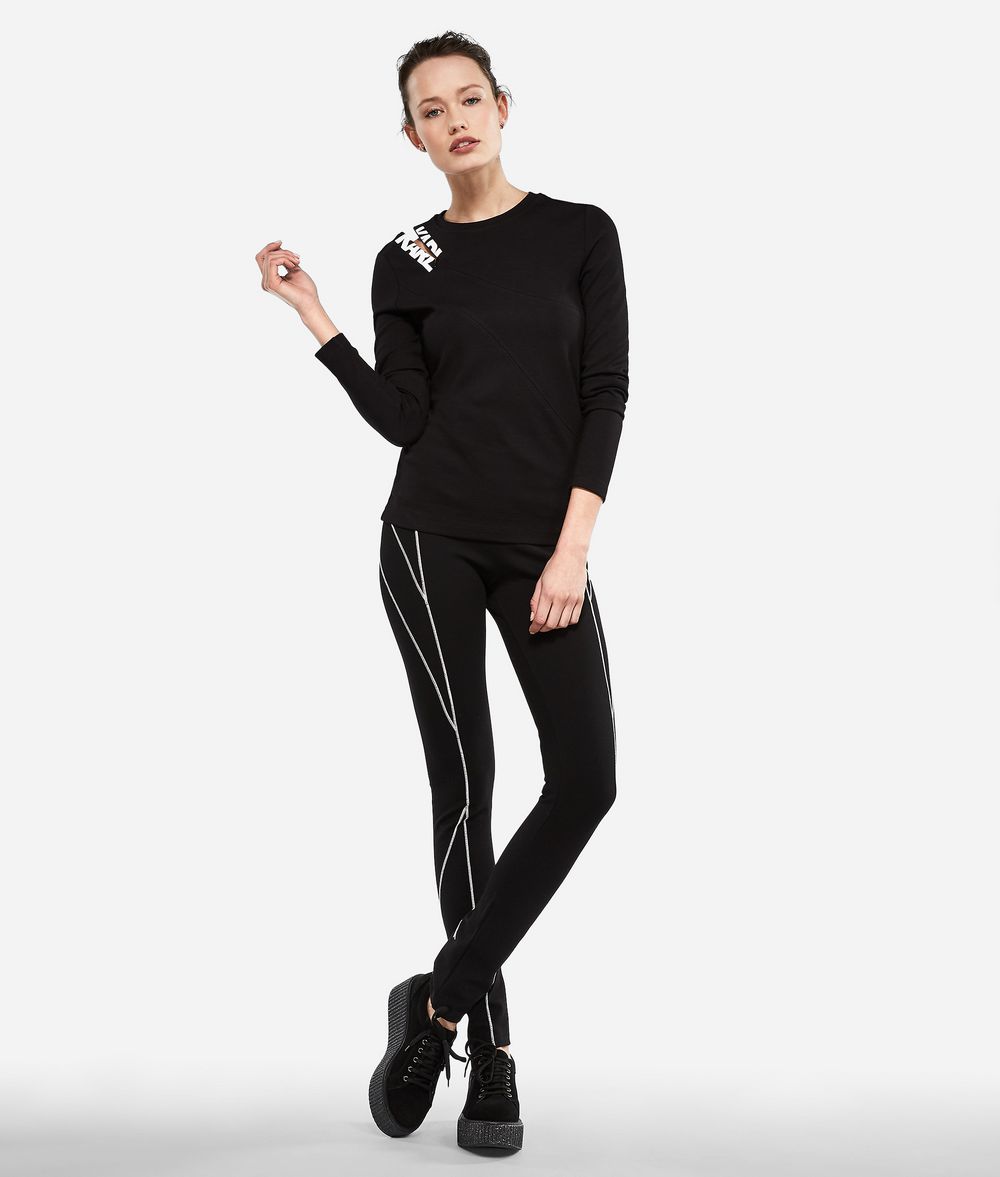 KARL LAGERFELD Zipper Shoulder Logo T-shirt T-shirt Woman f