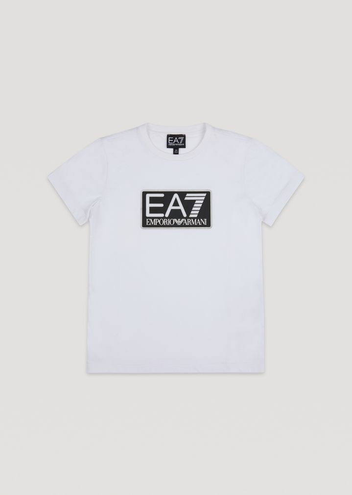 Camiseta de algodón con logotipo EA7 para niño Camiseta de algodón con logotipo EA7 para niño